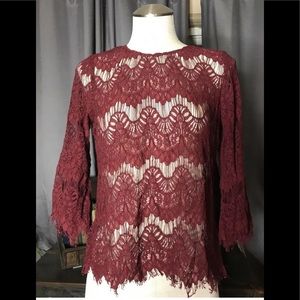 INNY small cotton mix crochet lace bell sleeves